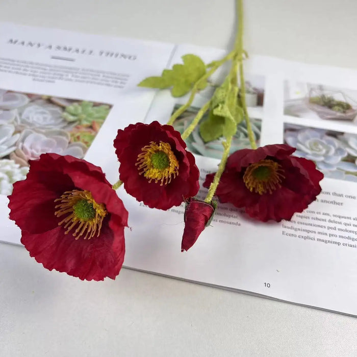 Artificial Poppy Flowers Bouquet – Silk Fake Flowers for Home Decor, Garden, Wedding & Party Decoration, DIY Vase Accessories