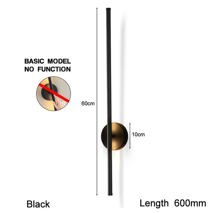 Black Dimmable LED Wall Lamp with Touch Switch – 360° Rotatable Wall Sconce for Bedroom, Living Room, and Indoor Spaces