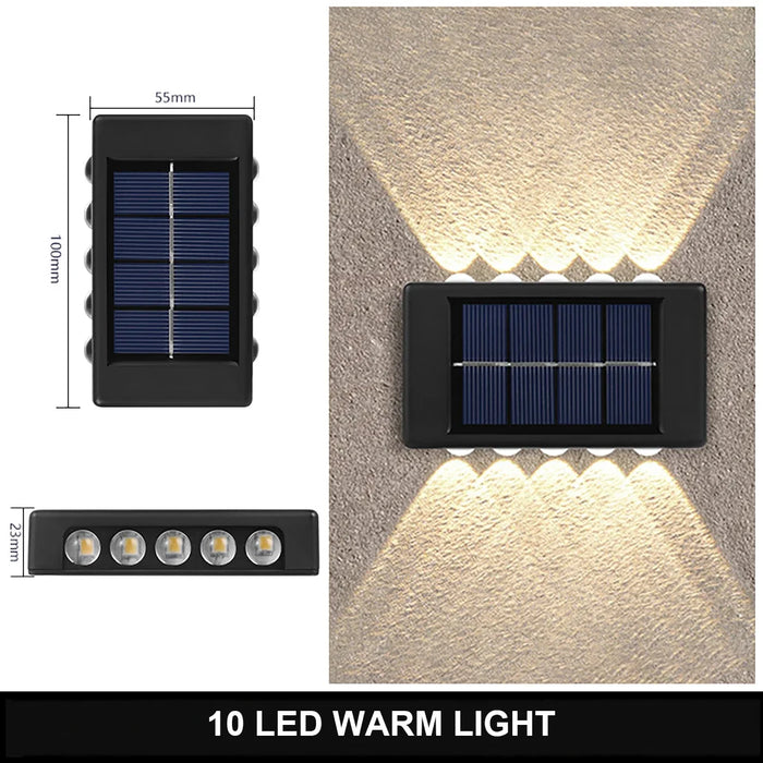 Outdoor Solar Wall Lamp – 4/6/12/16 LED Waterproof Up and Down Luminous Lighting for Garden, Street, and Balcony Decor