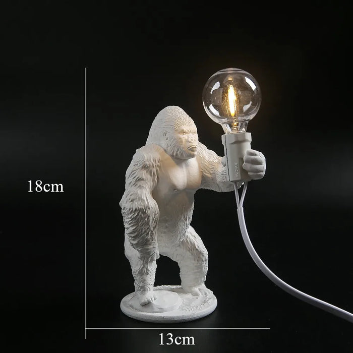 King Kong Gorilla Animal Table Lamp – Resin Night Light for Bedroom and Creative Home Decor