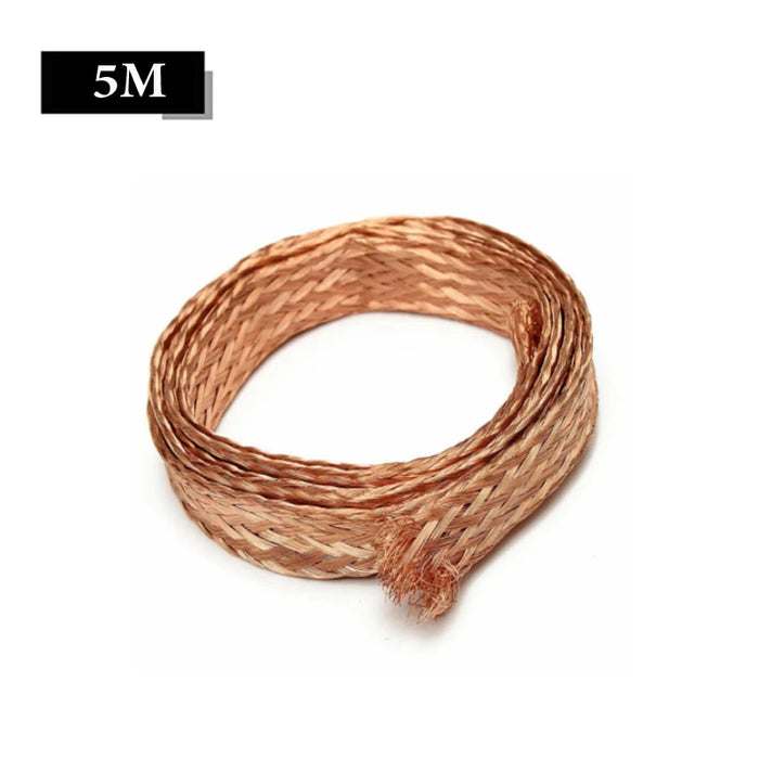 1M – 25M Pure Copper Braid Knitted Mesh Cable – Anti-Interference Flat Wire Protection, Flexible Expandable Sleeving (4mm-25mm Width)