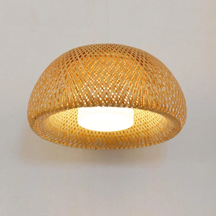 Bamboo Lantern Pendant Lamp – Natural Rattan Wicker Hand-Woven Bamboo Lampshade, E27 Hanging Light for Living Room, Bedroom, and Dining Room