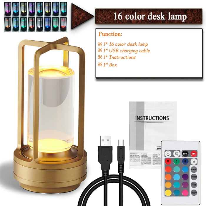RGB LED Desk Lamp – USB Charging, Touch Control, and Multiple Color Options for Bedroom, Outdoor, and Camping Use