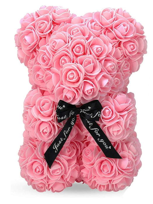Artificial Rose Teddy Bear – Romantic Home Decor for Valentine's Day, Weddings & Anniversaries (No Box)