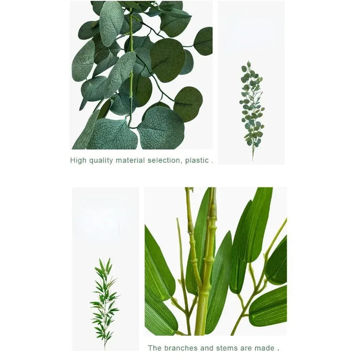 Artificial Silk Bamboo Leaf Flower Arrangement – 1m Long Eucalyptus Leaves for Spring Decoration, Indoor & Outdoor Use