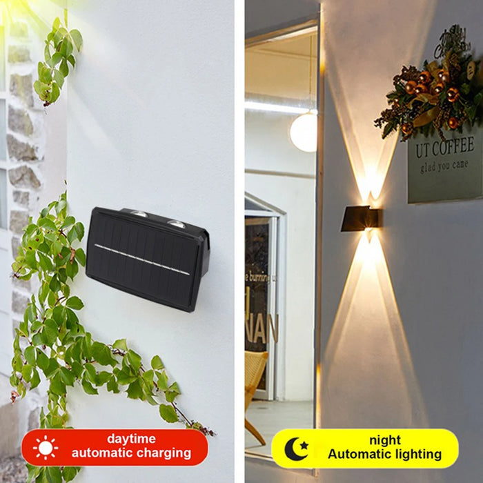 Solar LED Outdoor Wall Light – Waterproof IP65 Garden Wall Lamp, Solar-Powered Up & Down Lighting for Balcony, Courtyard, Patio