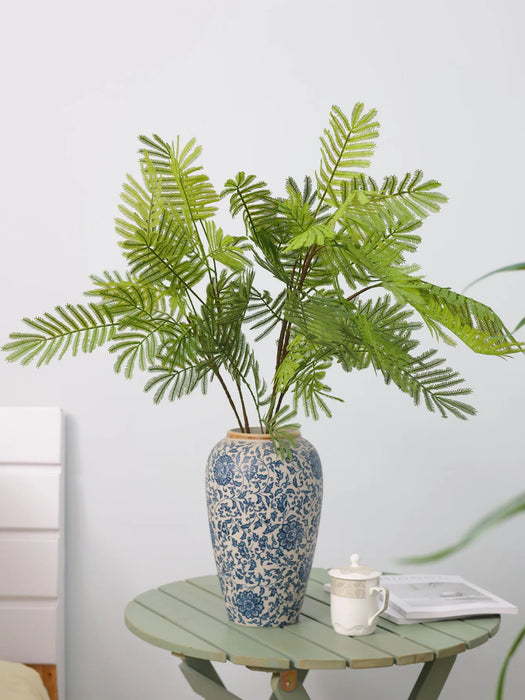 Artificial Mimosa Herb Green Plant with Silicone Leaves – Wedding, Studio, and Hotel Decoration, Soft Floral Branch for Home and Event Decor