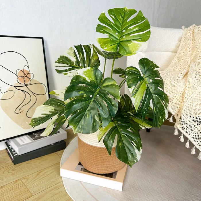 Artificial Monstera Plant – 65/100cm Faux Plastic Palm Leaves Branch for Home, Office, and Party Decoration