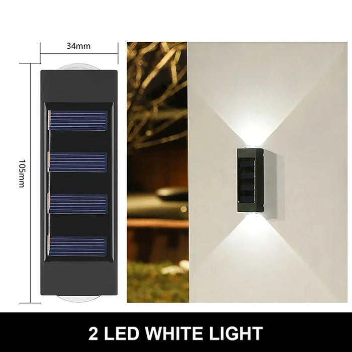 Outdoor Solar Wall Lamp – 4/6/12/16 LED Waterproof Up and Down Luminous Lighting for Garden, Street, and Balcony Decor