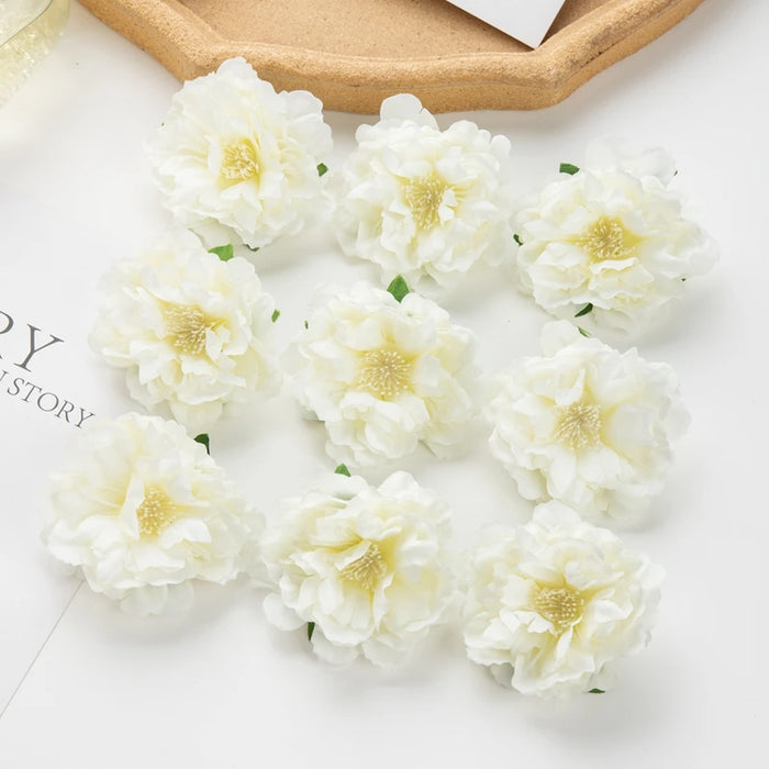 10Pcs Artificial Silk Peony Flowers – DIY Craft Fake Stamen Heads for Wedding, Home, Valentine’s Day, and Outdoor Décor