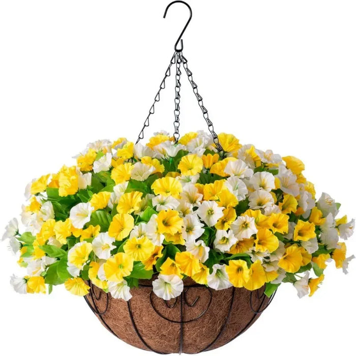 Artificial Hanging Flower Basket – 30cm Garden Decoration with Coconut Liner for Balcony, Patio, and Home Décor