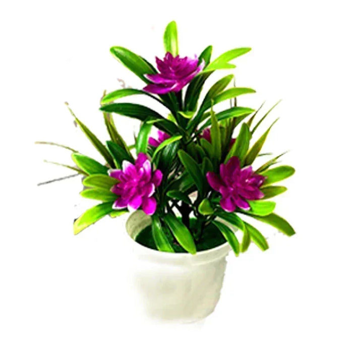 Artificial Potted Bonsai Plant – Simulation Fake Flower in Yellow, Red, Pink, Orange, Purple for Home, Garden, and Table Decoration