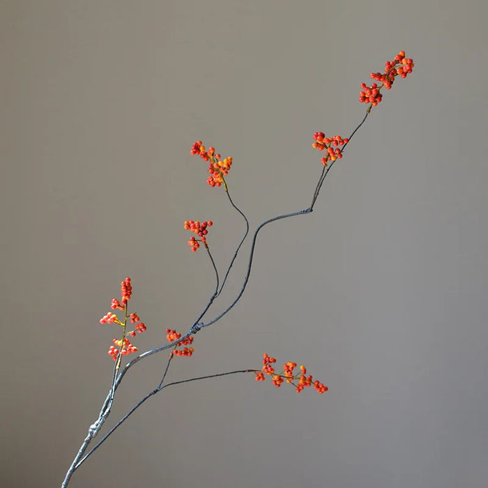 120CM Chinese Style Zen Flower Arrangement – Artificial Red Berry and Green Fruit Skewers for Home, Tea Table, and Winter Decoration