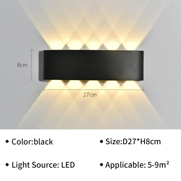 IP65 Waterproof LED Wall Lamp – Modern Outdoor Garden Sconce, Living Room Spotlight Lighting, Black Wall Mounted