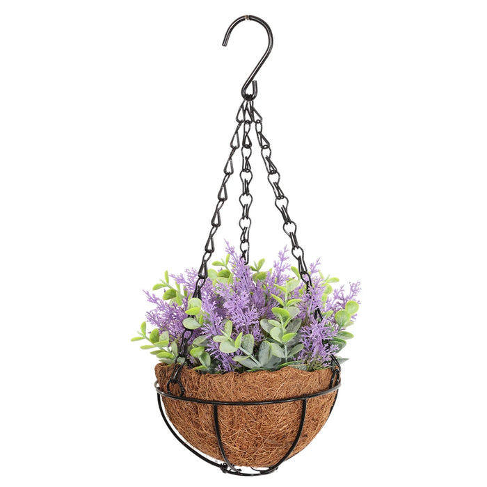 Artificial Flower Basket – Eucalyptus, Rose & Lavender Hanging Plant for Garden, Party, and Outdoor Décor