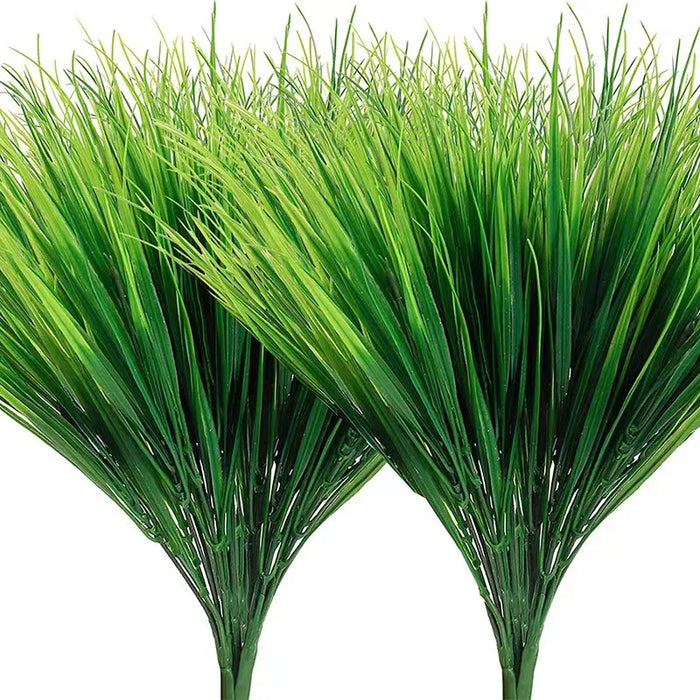 2pcs 7 Forks/Bundle Artificial Grass Plants – Green Plastic Flowers for Wedding, Spring, Summer, Living Room, and Christmas Home Decoration