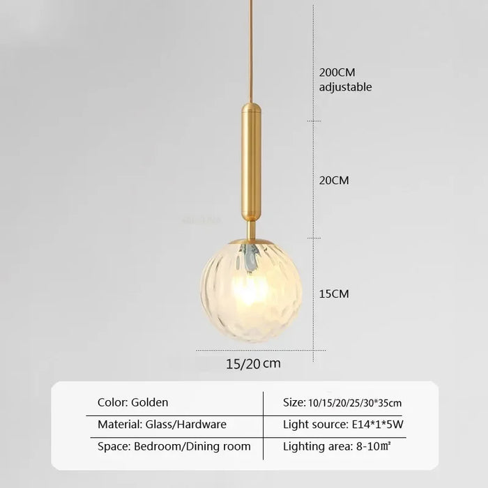 Modern Luxurious LED Pendant Light – Gold Ball Lampshade Hanging Light Fixture for Dining, Living Room, and Bedroom Décor