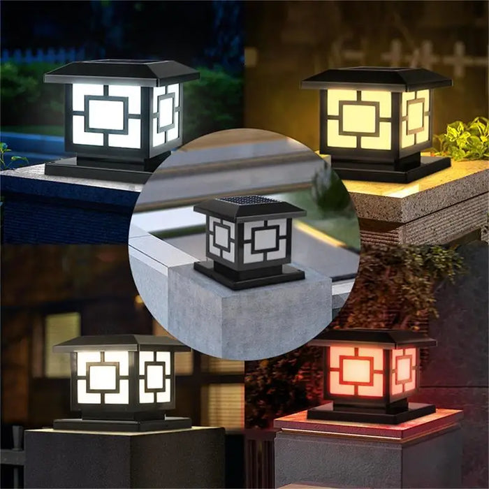 Timed LED Solar Outdoor Pillar Light – Waterproof, Remote Control, 4 Color Modes for Garden, Pathway, and Yard Décor – IP44 Solar Powered LED Lamp