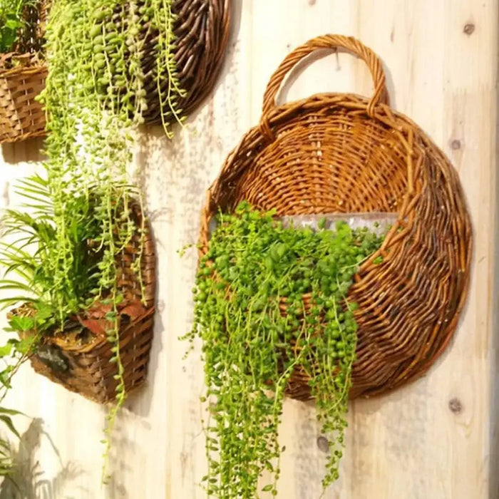 Woven Hanging Basket Planter – Eco-Friendly Rattan Storage Container for Home Garden Wall Décor – Indoor/Outdoor Hanging Basket for Plants, Flowers, and Decoration
