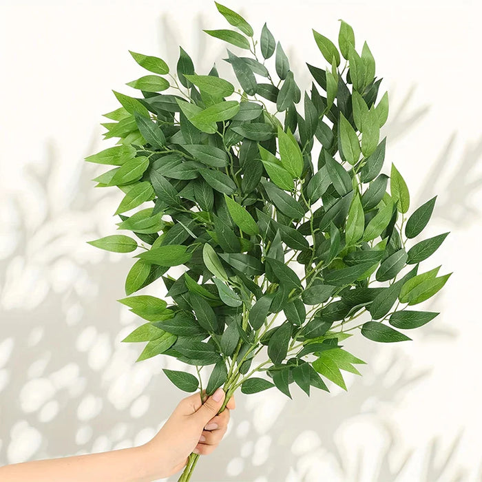 10PCS Artificial Italian Ruscus Greenery Stems – Faux Shrub Bushes with Green Leaves for Wedding Arch, Bouquet, and Home Decor