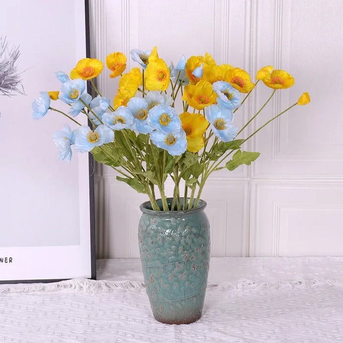 4-Head Artificial Poppy Flowers – Silk Western Chrysanthemum for Wedding, Home, and Pastoral Decor