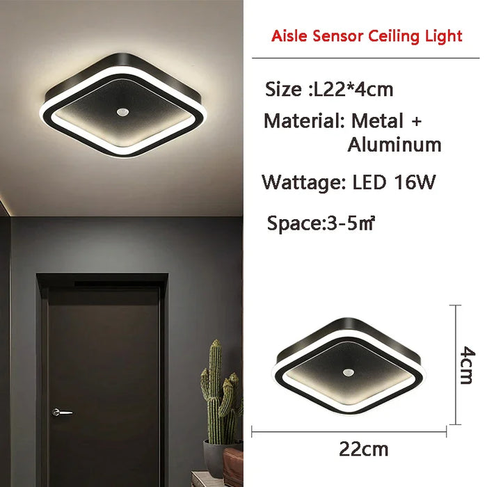 Nordic PIR Motion Sensor LED Ceiling Light – Modern Induction Ceiling Lamp for Bedroom, Living Room, and Indoor Spaces