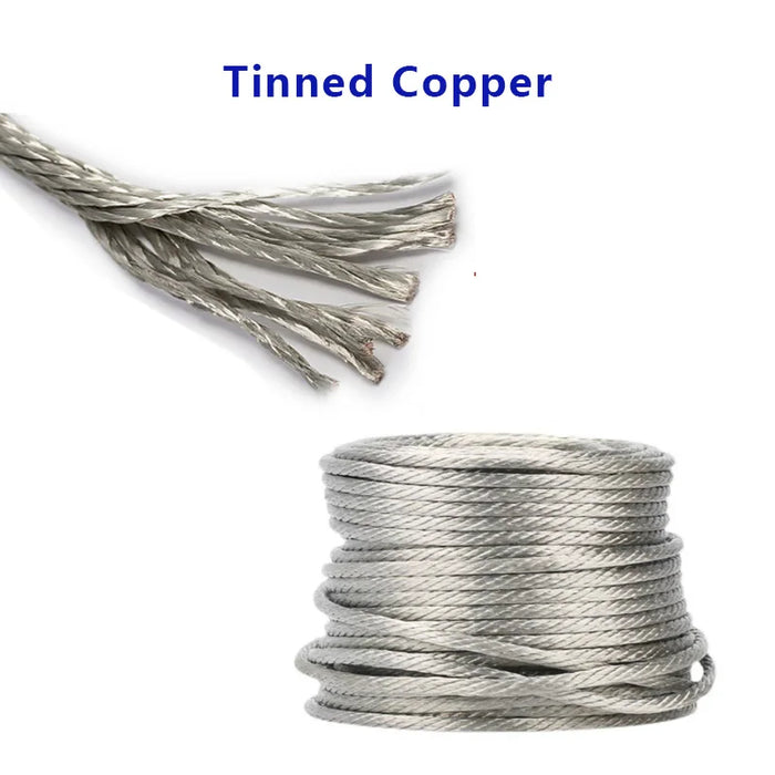 10 Meters Bare Pure Copper or Tinned Copper Wire – Stranded Round Conductive Wire for Grounding & Soft Connections