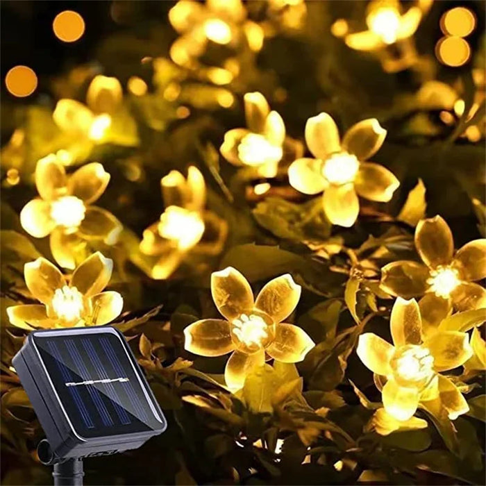 Solar Garden Flower String Lights – Waterproof Outdoor LED Fairy Lights with 8 Modes for Holiday, Christmas, and Decorative Lighting