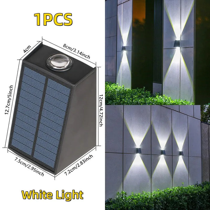 2 LED Solar Wall Lamp – Waterproof Outdoor Solar Garden Lights with Adjustable Brightness and Multi-Color Lighting for Balcony, Street, Garden, and Villa