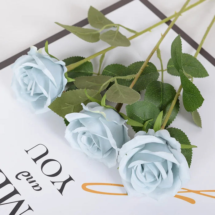 5pcs Faux Rose Silk Flower Bouquet – Long Branches, Wedding & Home Room Table Centerpiece, Fake Plant Wreath Accessories