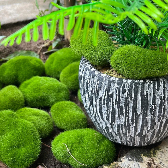 100PCS Green Moss Stones – Artificial Moss Rocks for Garden Crafting, DIY Micro Landscape Decor, Simulation Plants