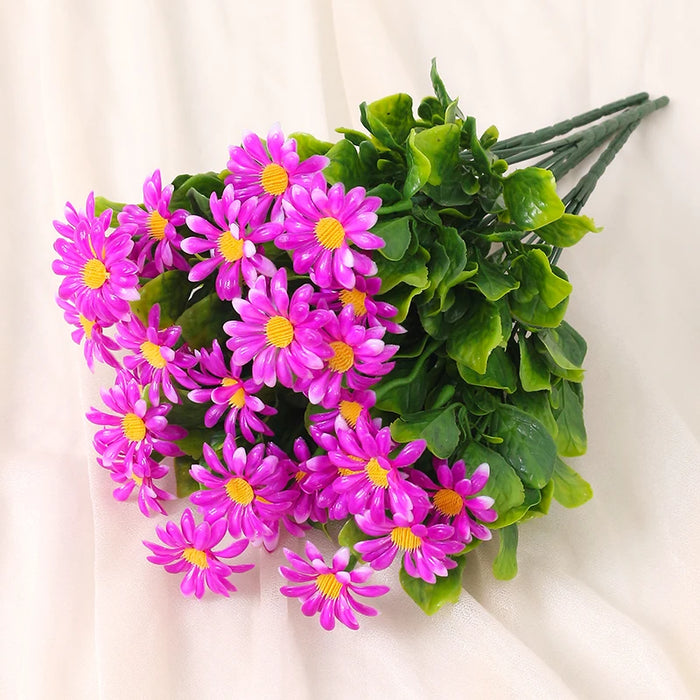 33cm Artificial Daisies - UV Resistant Colorfast Plastic Flowers for Wedding, Home, and Outdoor Decor | DIY Artificial Flowers