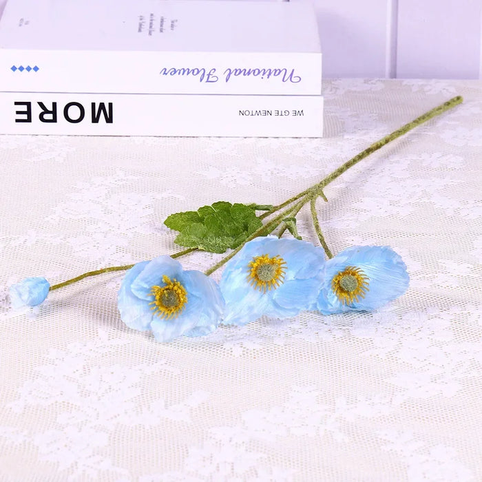 4-Head Artificial Poppy Flowers – Silk Western Chrysanthemum for Wedding, Home, and Pastoral Decor