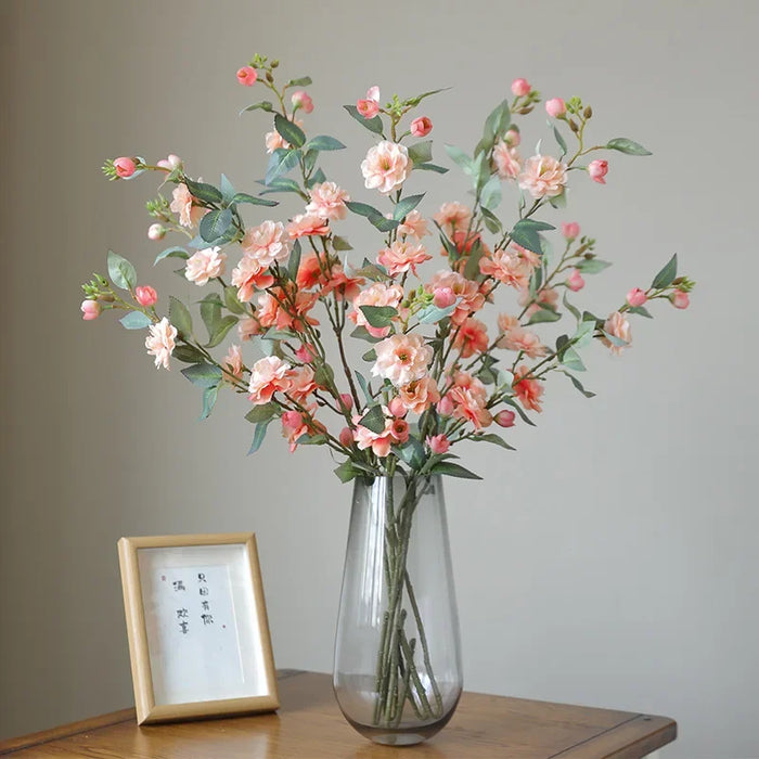 Artificial Camellia Flower Branch – 90cm Silk Long Branch with Fake Leaves for Wedding, Home, and Table Decor