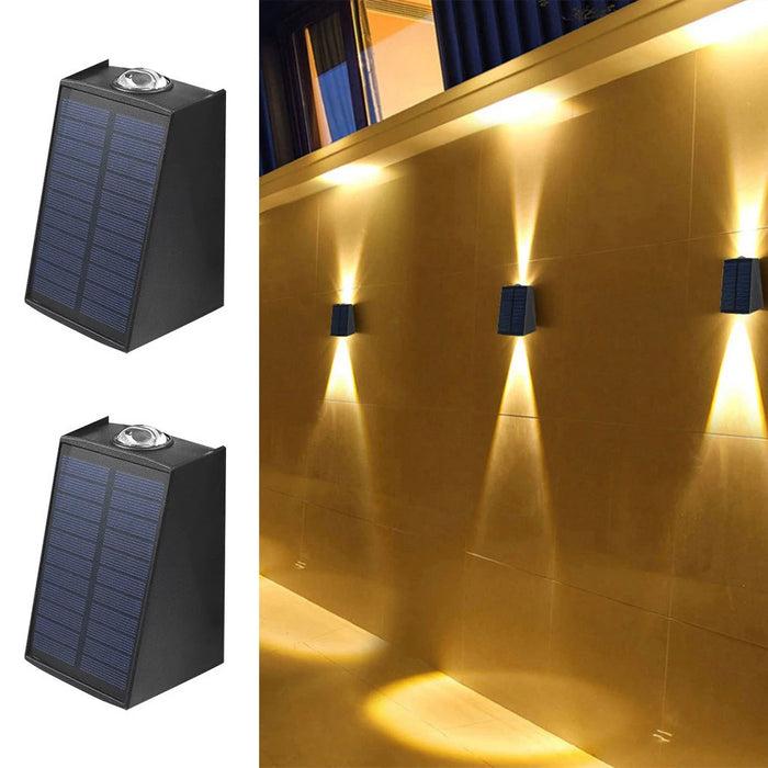 2 LED Solar Wall Lamp – Waterproof Outdoor Solar Garden Lights with Adjustable Brightness and Multi-Color Lighting for Balcony, Street, Garden, and Villa