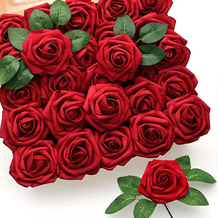 Artificial Rose Flowers with Stem – Realistic Fake Roses for Wedding Bouquets, Centerpieces, Bridal Shower & Home Decoration