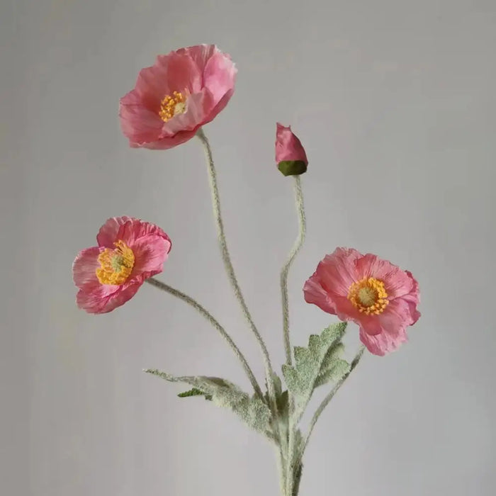 4 Head Artificial Poppy Flowers Bouquet – Silk Fake Flowers for Home Decor, Garden, Wedding, and Party Decoration