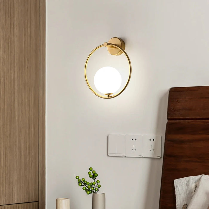 Indoor Glass Ball LED Wall Light – Modern Wall Sconce with G9 9W Bulb for Bedroom, Kitchen, and Living Room - Black & Gold Design
