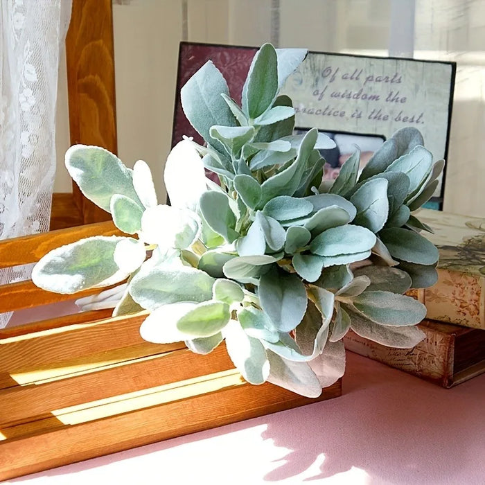 Artificial Sheep Ear Leaves – Realistic Faux Plant for Home Decoration, Wedding Arrangements, and Dining Table Decor (1/3/5 Pcs)