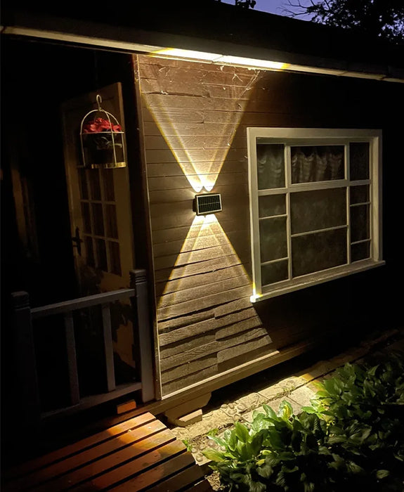 Solar Wall Lamp LED Outdoor Waterproof Garden Decoration – Up and Down Luminous Lighting for Porch, Balcony, Garden, and Street