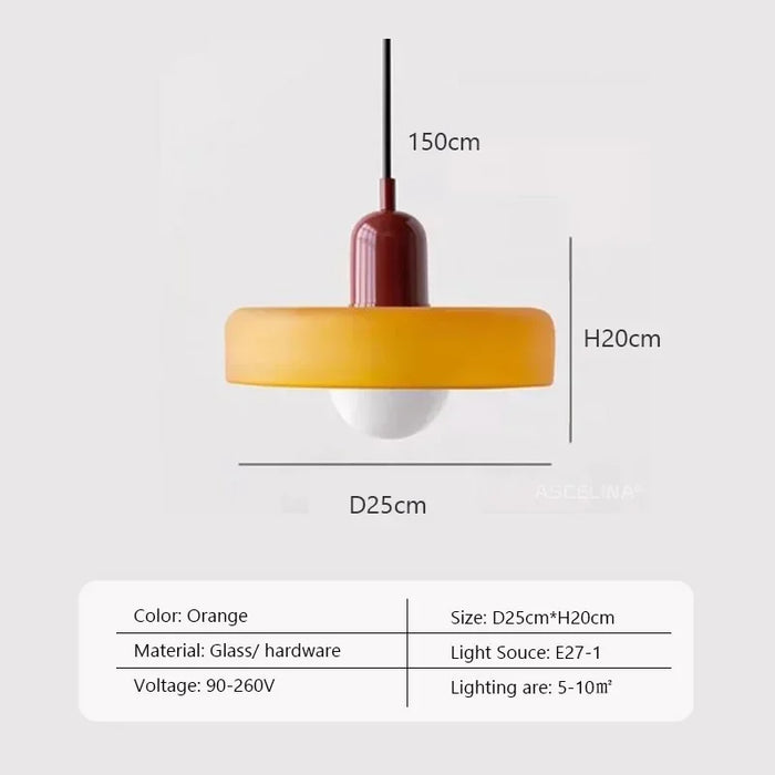 LED Medieval Glass Pendant Light – Candy Color Single Head Lamp for Living Room, Bedroom, and Dining Room