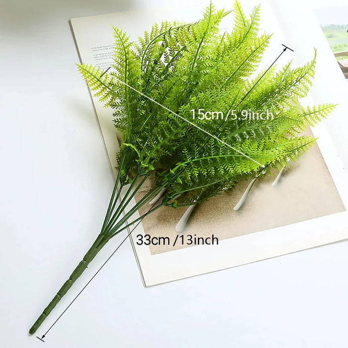 2/1Pcs Artificial Fern Greenery – 7 Branches, 49 Leaves Fake Plastic Plant for Home, Table, and Christmas Decorations