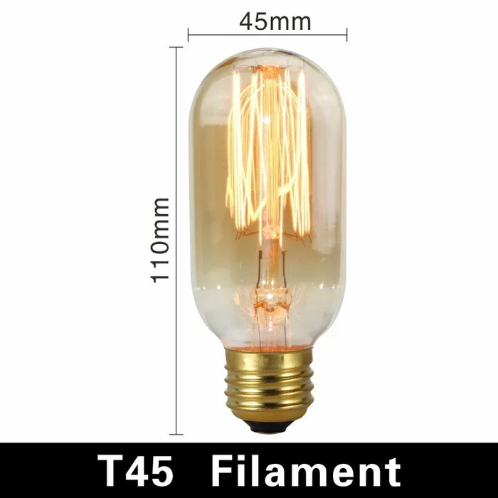 Edison Vintage Light Bulb E27 40W - Retro Filament Incandescent Bulb for Living Room, Bedroom, and Dining Room - Available in ST64, A19, G80, G95, T10, T45, T185 Shapes