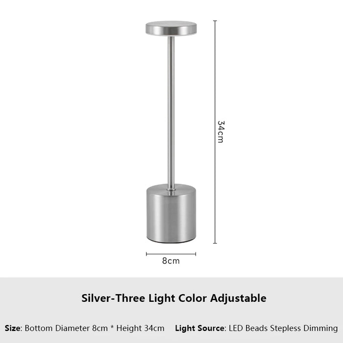 Classic Metal Touch Sensor LED Table Lamp – 3 Colors, Dimmable Rechargeable Desk Lamp for Bedroom, Living Room, and Office
