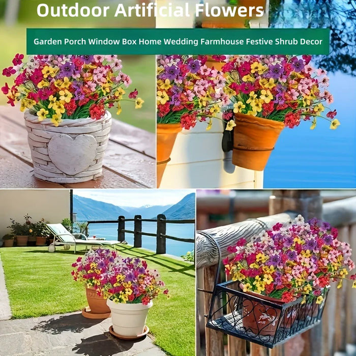 12pcs Outdoor Artificial Flowers – UV Resistant Fake Flowers for Garden, Porch, Window Box, Home, Wedding & Festive Decor