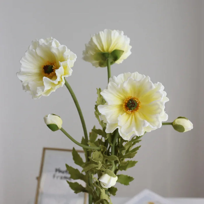 Luxury Real Touch Poppy Flower – PU Artificial Flowers with Fake Leaves for Home Decor, Weddings, and Gifts