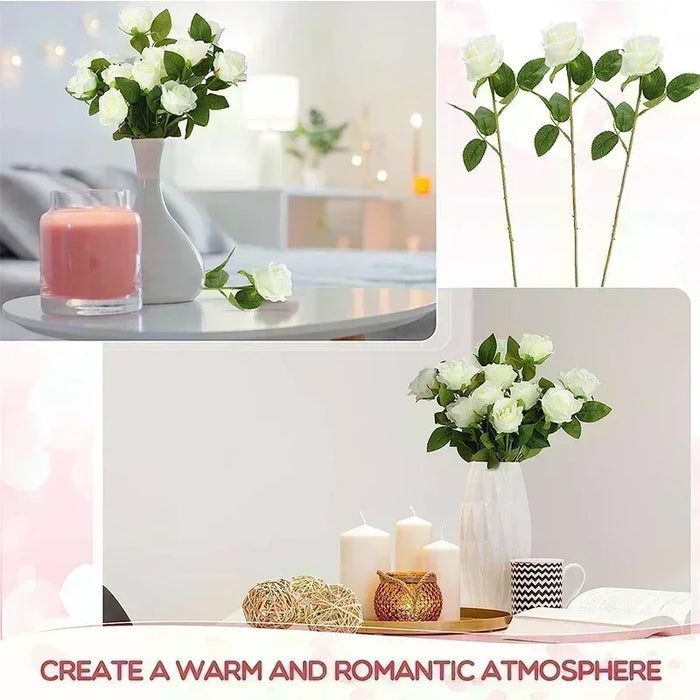50 Pcs Artificial Silk Roses Bouquet – Real-Looking Fake Red Roses for Wedding, Party, and Home Decorations – DIY Floral Arrangements for Centerpieces
