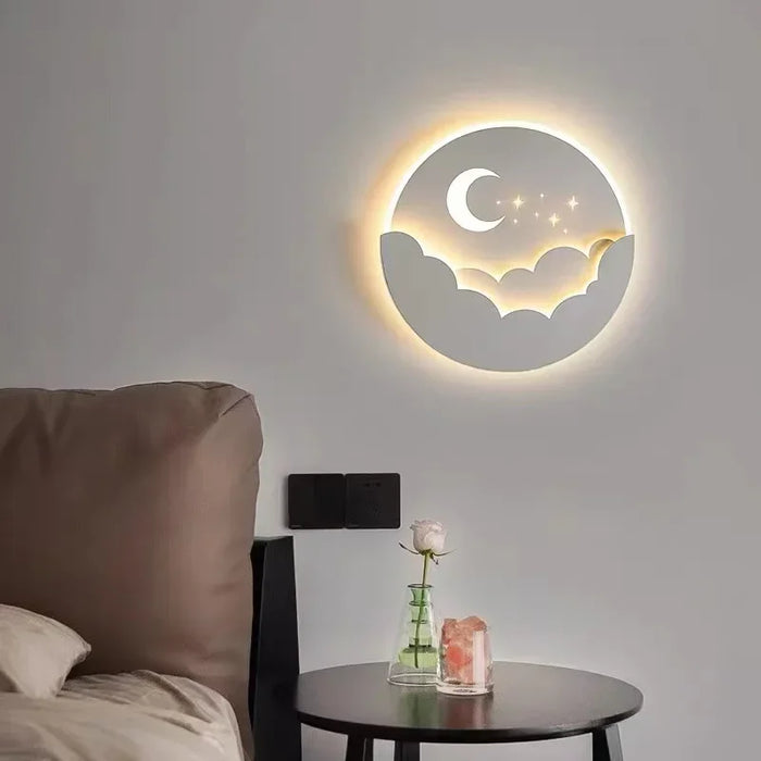Modern LED Wall Lamp – Moon and Star Design for Living Room, Dining Room, Bedroom, and Study – Touch Control Sconce for Mood Lighting