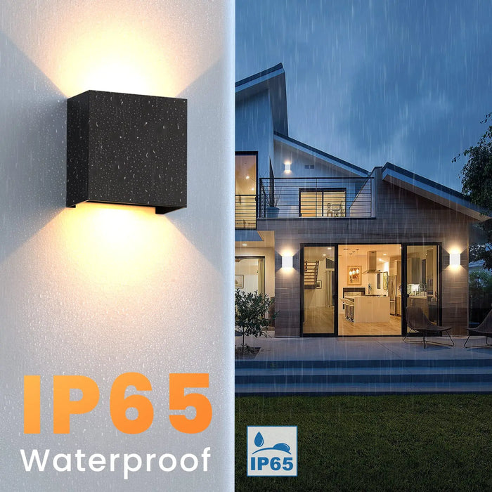 2-Pack LED Wall Sconces – Modern 6W Up & Down Wall Mount Lights, Waterproof IP65 for Living Room, Hallway, Bedroom, Indoor & Outdoor Use