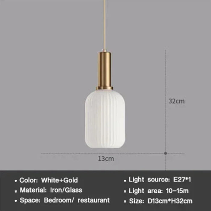 Modern Nordic Glass Pendant Light – Single Head LED Hanging Lamp for Dining Room, Bedroom, Cafe, and Study – White, Green, Cognac & More